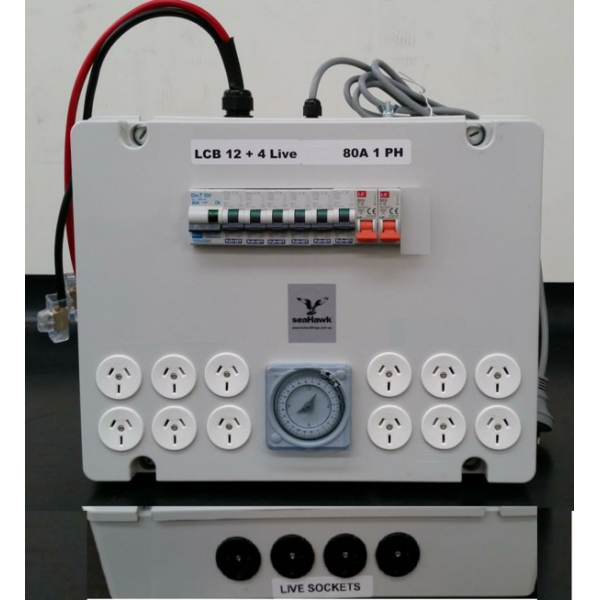 LMU 12 timer outlet- 4 live Hard wired with timer 80A Main 12000W rated.