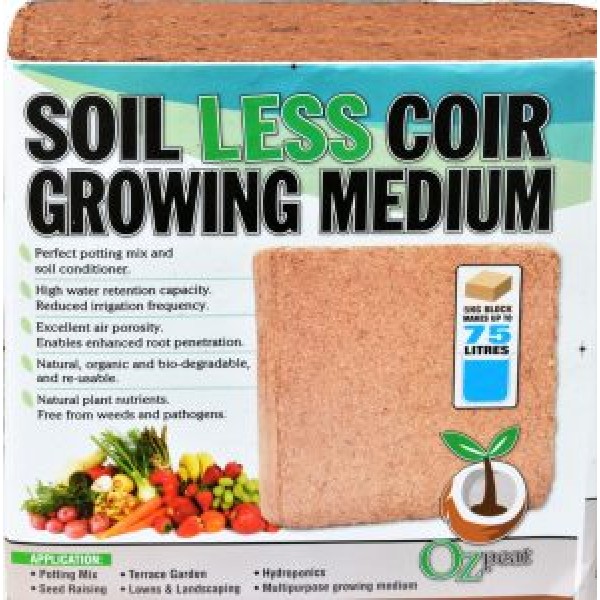 OzPeat Coco coir blocks 5kg. 75L expanded volume.