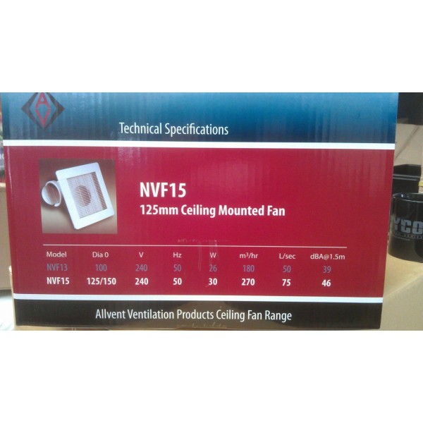 Allvent HBF 150 Internal mount ceiling fan.