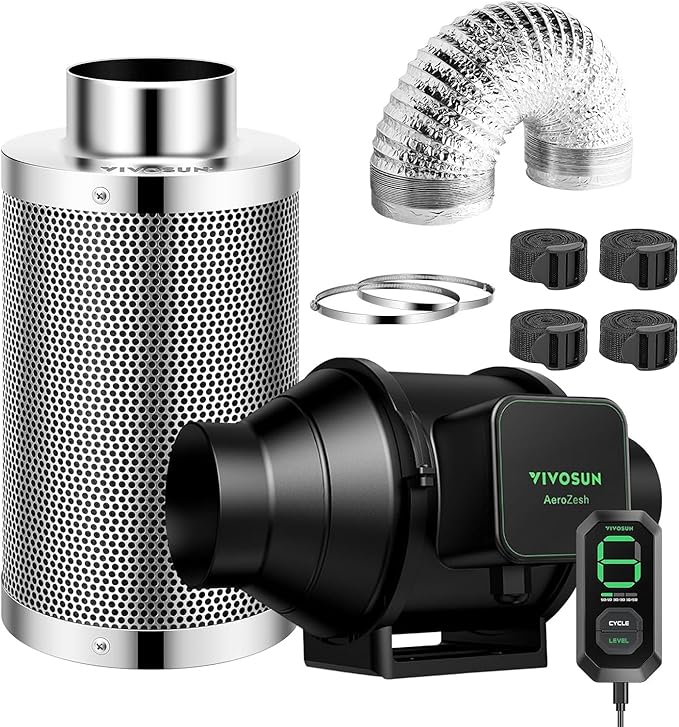 VIVOSUN AEROZESH S4 4" FAN + CARBON FILTER + DUCTING + E12 CONTROLLER KIT