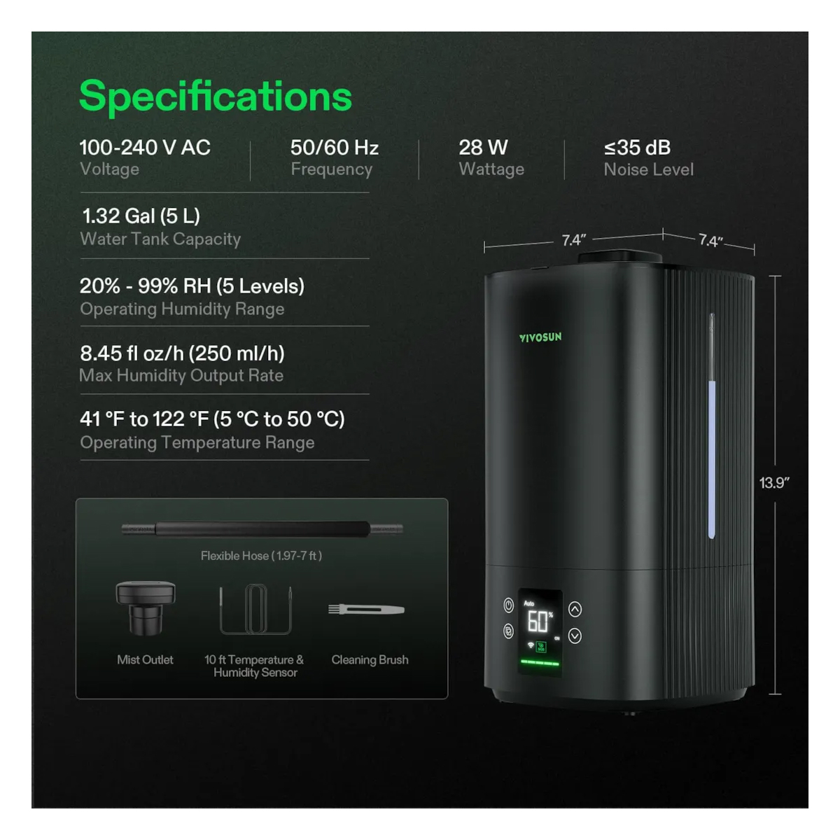 VIVOSUN AEROSTREAM 5L HO5 HUMIDIFIER - Image 5