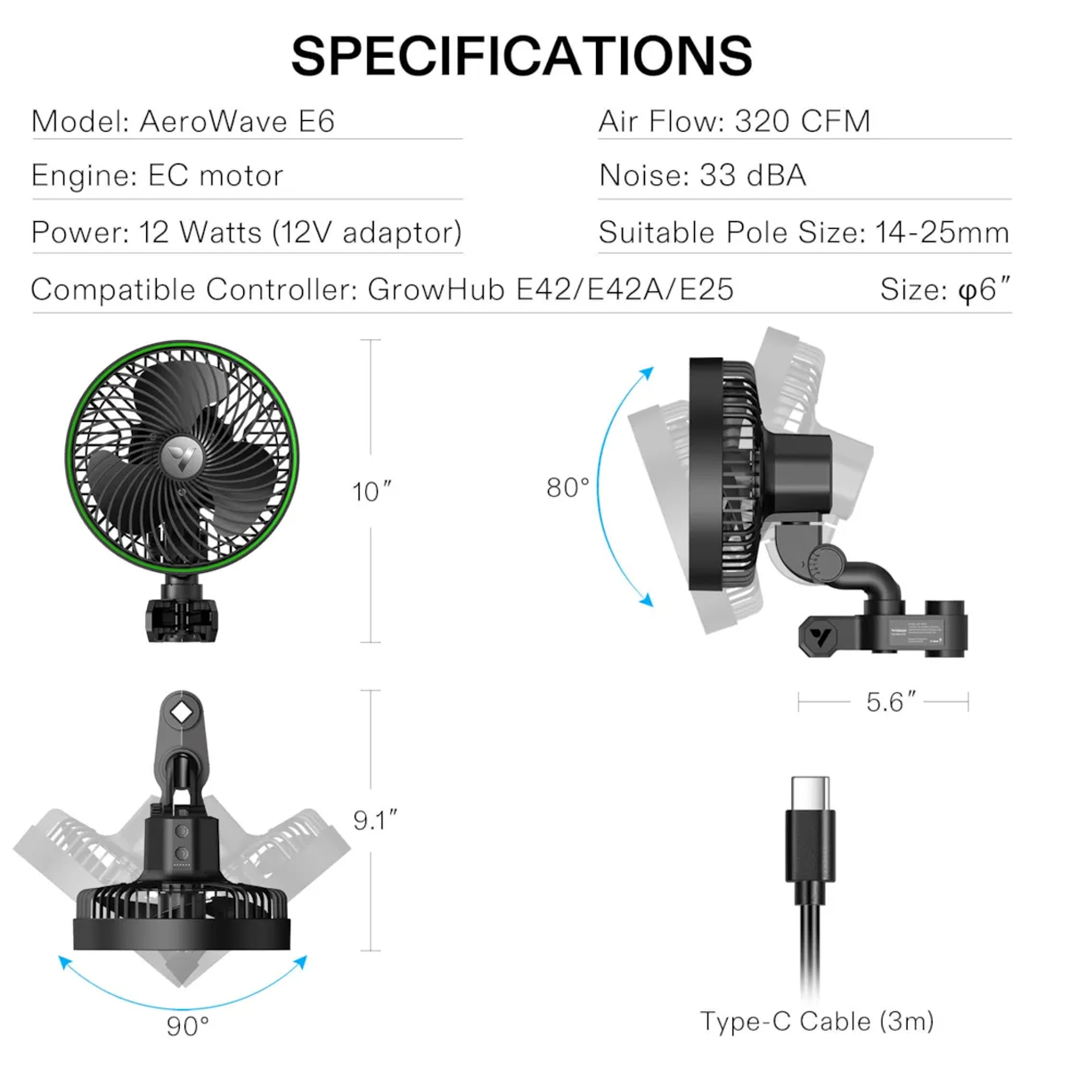 VIVOSUN E6 6" CLIP ON FAN - Image 5