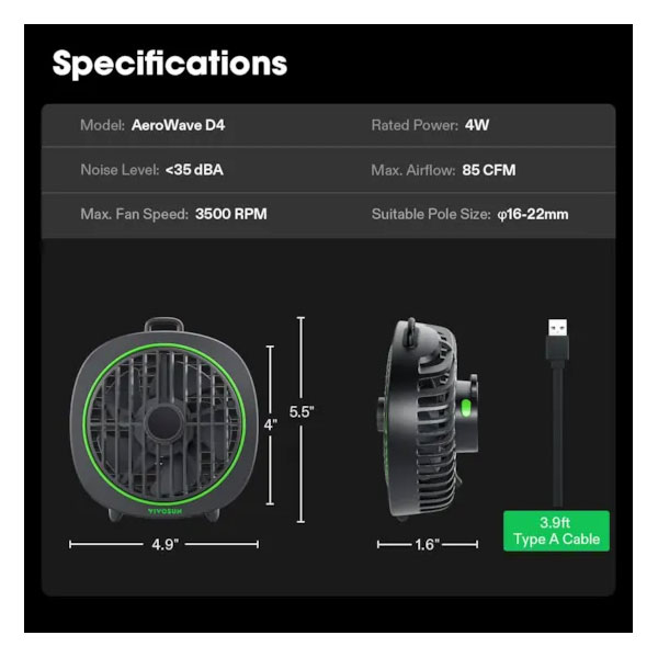 VIVOSUN AEROWAVE D4 CLIP FAN - Image 6