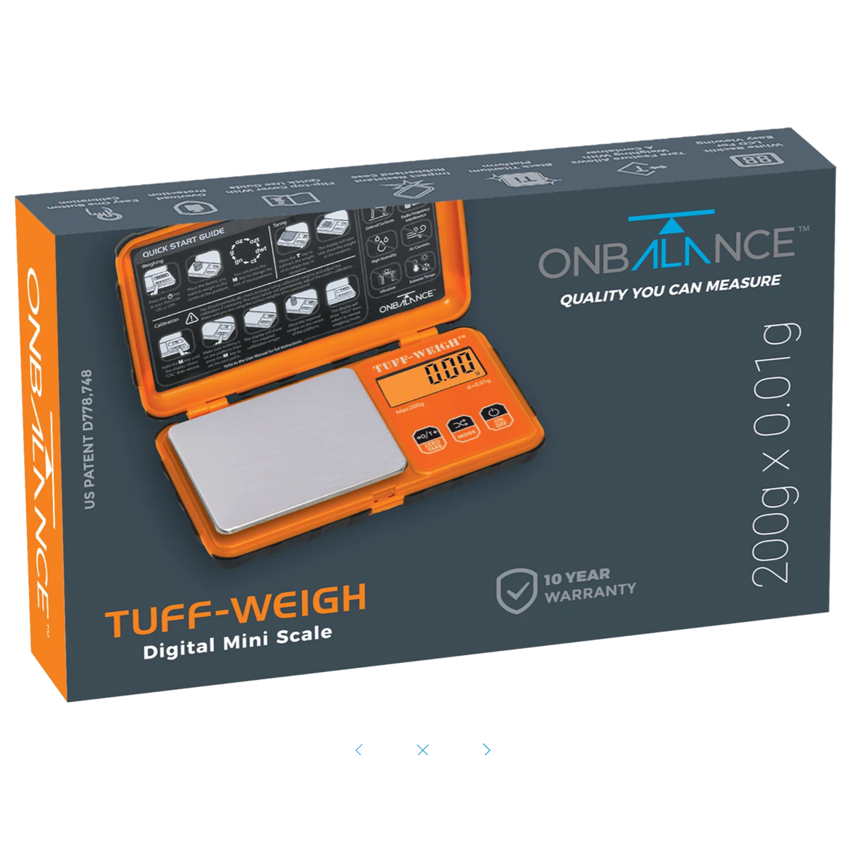 On Balance Tuff Weigh Scale TF-200 ( 200g x 0.01g ) - ORANGE - Image 2