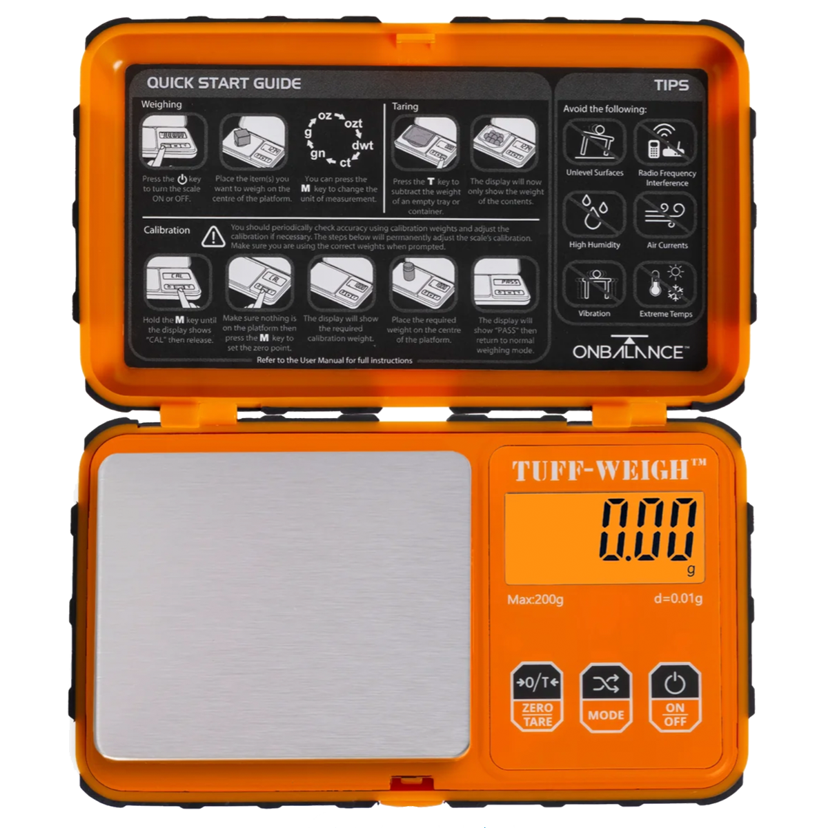 On Balance Tuff Weigh Scale TF-200 ( 200g x 0.01g ) - ORANGE - Image 4