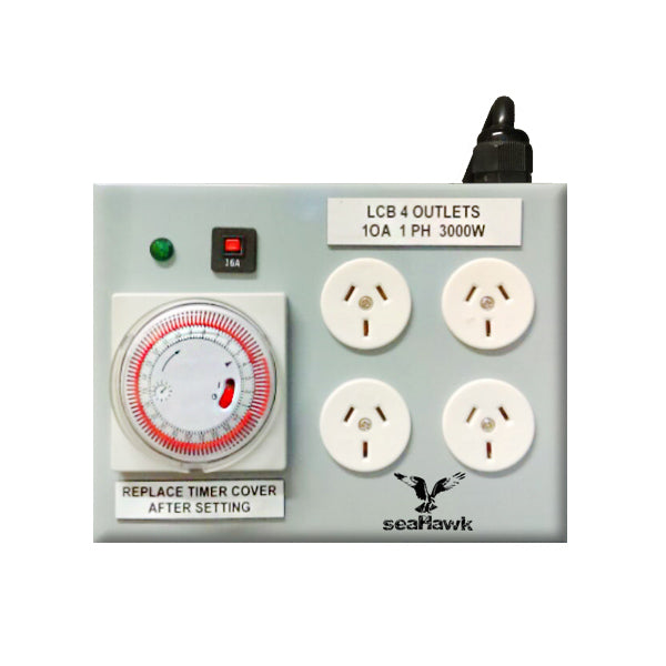 4 OUTLET HEAVY DUTY LIGHT TIMER 3000W 15 AMP + SEP / TIMER LEAD SM-EARTH