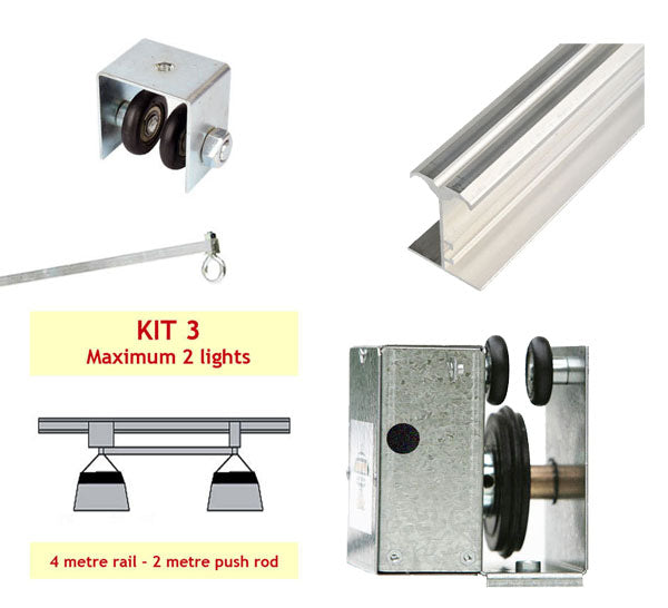 JUPITER 2 LIGHT 4 MTR RAIL FOR 2 LAMPS INLINE PUSH ROD - KIT- 3 (DELAY)